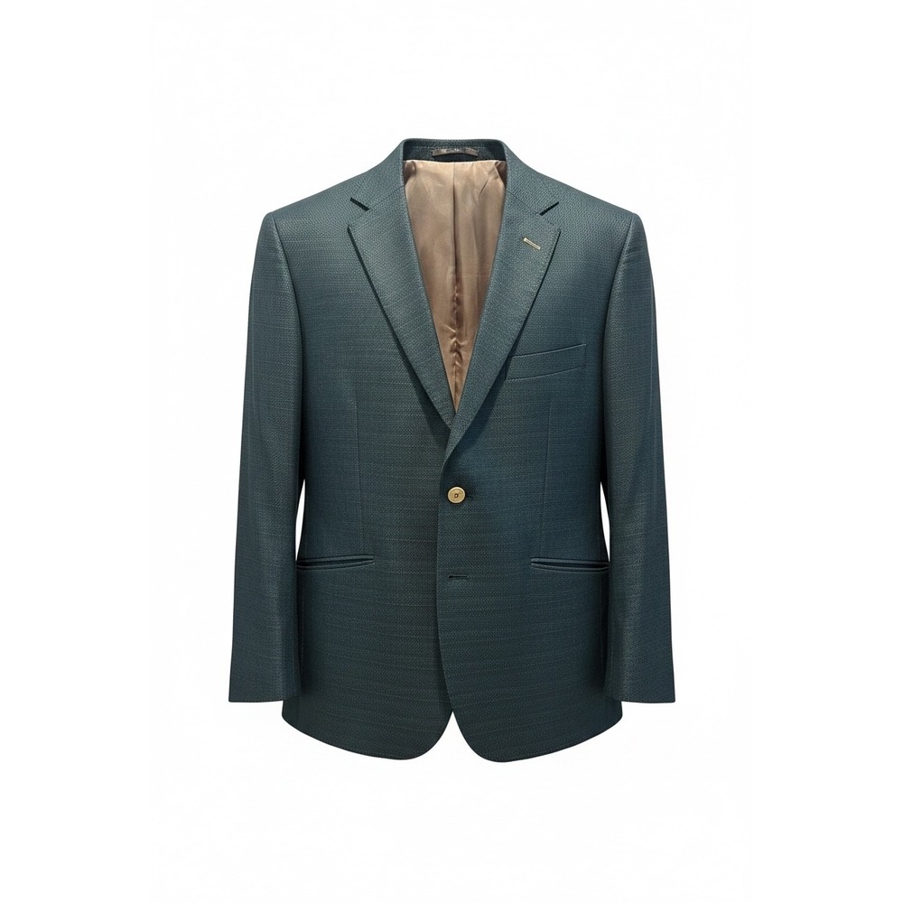 Tom James Executive Collection Teal Blue Textured Blazer Hunting Scene Lining